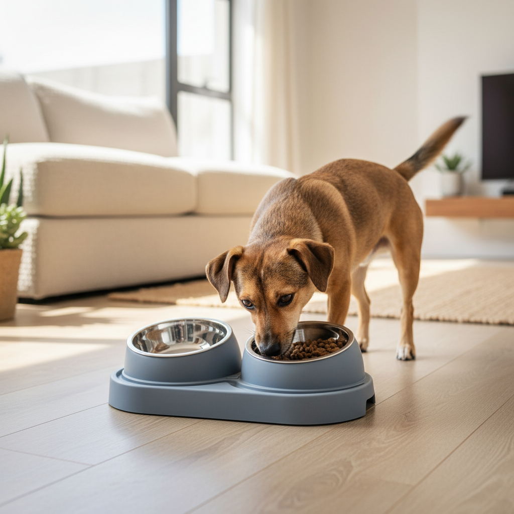 Realistic SA Dog with Blue Bowl
