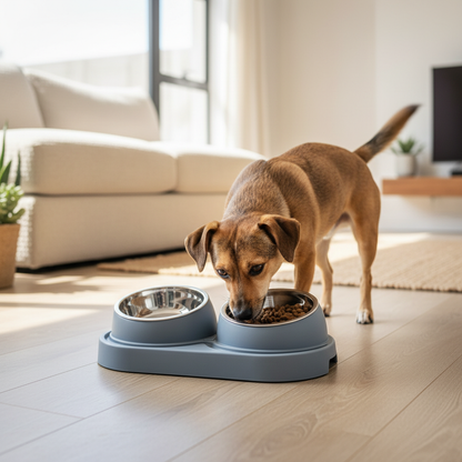 Realistic SA Dog with Blue Bowl